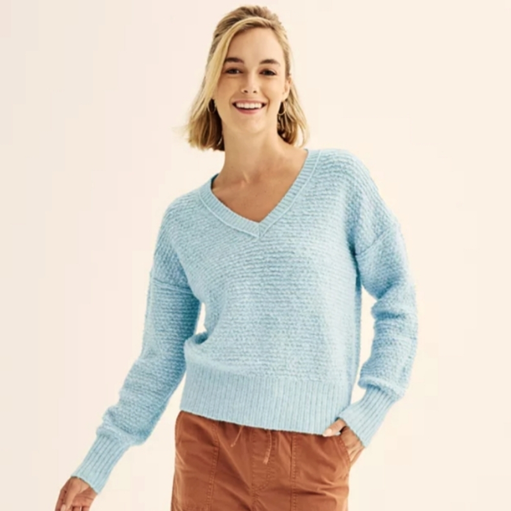 SO Women's Large Thermal Cozy Top Open Back Long Sleeve